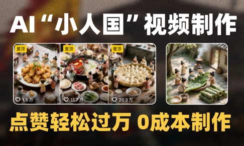 爆款1000W+播放微缩景观迷你小人国AI视频0成本制作全流程教学|小鸡网赚博客