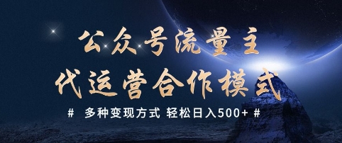 公众号流量主代运营  多种变现方式 轻松日入5张【揭秘】|小鸡网赚博客