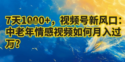 7天收益1k+，视频号新风口：中老年情感视频如何月入过W?|小鸡网赚博客