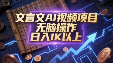 文言文AI视频项目，无脑操作，日入1K以上|小鸡网赚博客