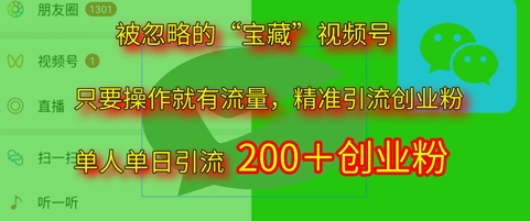 被忽略的“宝藏”视频号引流精准创业粉单人单日引流200+精准粉|小鸡网赚博客