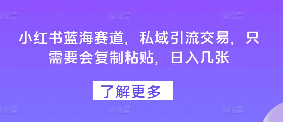 小红书蓝海赛道，私域引流交易，只需要会复制粘贴，日入几张|小鸡网赚博客