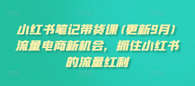 小红书笔记带货课(更新11月)流量电商新机会，抓住小红书的流量红利|小鸡网赚博客