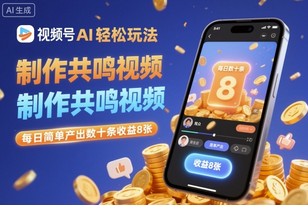 视频号AI轻松玩法，制作共鸣视频，每日简单产出数十条收益8张|小鸡网赚博客
