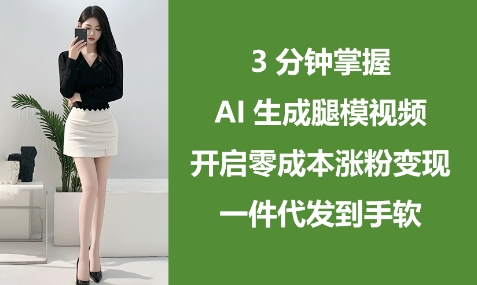 3分钟掌握AI生成腿模视频，开启零成本涨粉变现，一件代发到手软|小鸡网赚博客