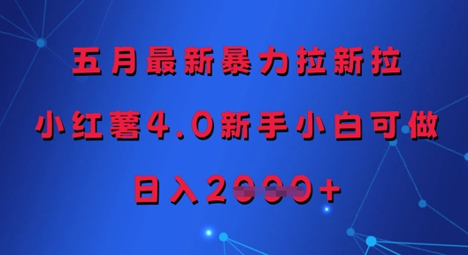 五月最新暴力拉新拉，小红薯4.0新手小白可做，日入多张|小鸡网赚博客