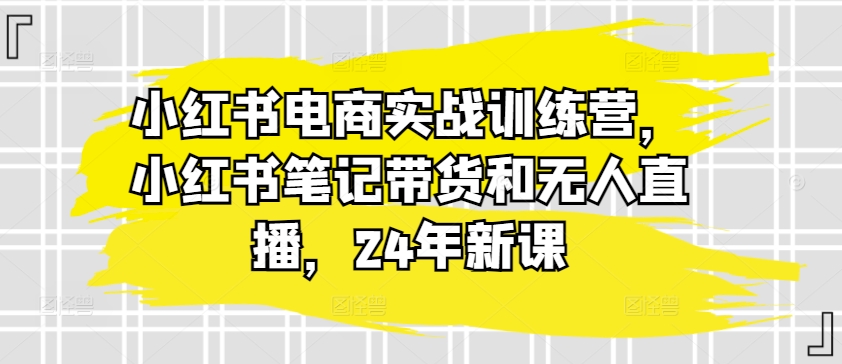 小红书电商实战训练营，小红书笔记带货和无人直播，24年新课|小鸡网赚博客