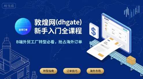 敦煌网(dhgate)新手入门全课程，B端外贸工厂转型必看，抢占海外订单|小鸡网赚博客