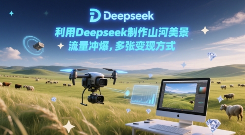 利用Deepseek制作山河美景，流量冲爆，多张变现方式|小鸡网赚博客