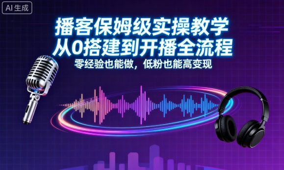 播客保姆级实操教学，从0搭建到开播全流程，零经验也能做，低粉也能高变现|小鸡网赚博客