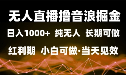 无人直播撸音浪掘金，日入1k+，纯无人红利期，小白可做，当天见效【揭秘】|小鸡网赚博客