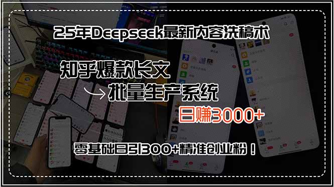（15500期）25年Deepseek最新内容洗稿术，知乎爆款长文批量生产系统，日赚3000+，...|小鸡网赚博客