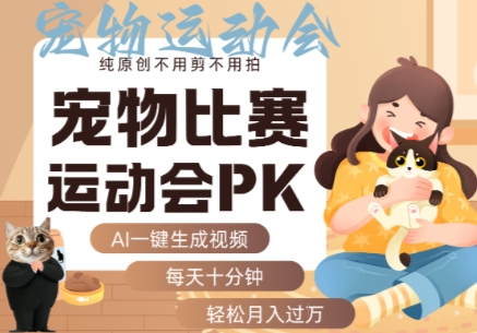 AI一键生成宠物比赛运动会PK视频，纯原创不用剪不用拍，每天十分钟，轻松月入过1W+|小鸡网赚博客