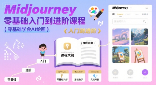 midjourney零基础入门到进阶课程，零基础学会AI绘画|小鸡网赚博客