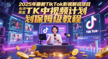 2025年最新TikTok影视解说项目，新手也能挣美金，TK中视频计划保姆级教程|小鸡网赚博客
