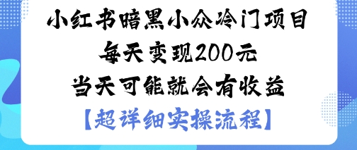小红书暗黑小众冷门项目每天变现2张当天可能就会有收益|小鸡网赚博客