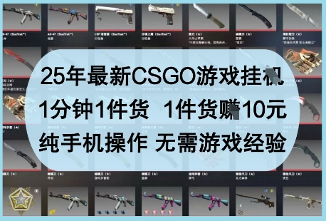 25年最新CSGO游戏挂G，1分钟1件货，1件货挣10元，纯手机操作，无需游戏经验【揭秘】|小鸡网赚博客