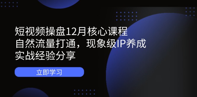 （14447期）短视频操盘12月核心课程：自然流量打通，现象级IP养成，实战经验分享|小鸡网赚博客