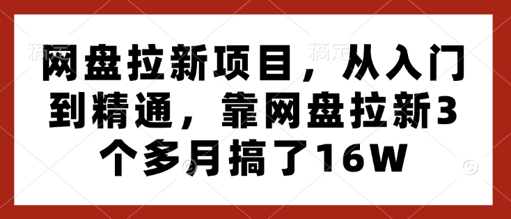 网盘拉新项目，从入门到精通，靠网盘拉新3个多月搞了16W|小鸡网赚博客