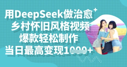 用DeepSeek做治愈乡村怀旧风格视频，爆款轻松制作，当日最高变现多张|小鸡网赚博客