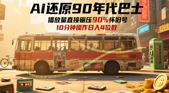 AI还原90年代巴士，一帧就让70后泪崩，播放量直接碾压90%怀旧号，每天操作十分钟，日入四位数|小鸡网赚博客