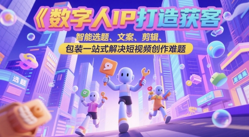 数字人IP打造获客变现实操课，智能选题、文案、剪辑、包装一站式解决短视频创作难题|小鸡网赚博客