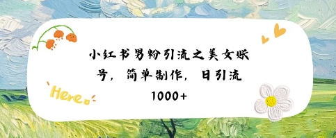 小红书男粉引流项目之美女账号6，简单制作，条条爆款原创，不违规|小鸡网赚博客